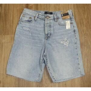 Aero Shorts Size 8 90’s High Rise Cut Off Blue Button Fly Distressed 100% Cotton